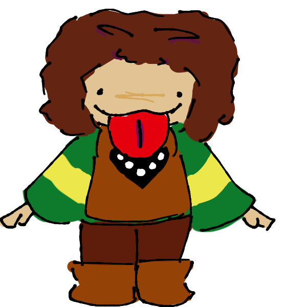 Chara sticking their tongue out.